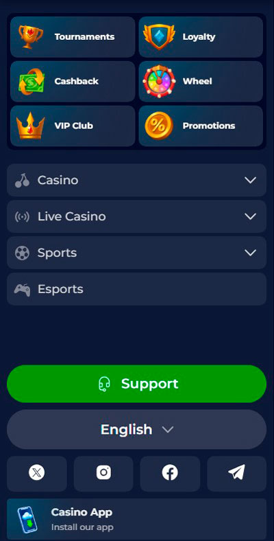 Uradna spletna stran Nine Casino